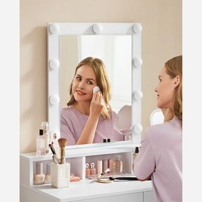 Toaletný stolík so zrkadlom a žiarovkami SONGMICS RDT114W01