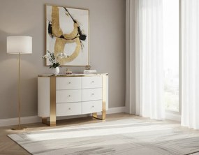 Komoda Stilig ST920 140 cm biela/zlatá/mramor
