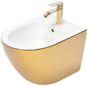 Rea Carlo Mini, závesný bidet 50x37 cm, biela - zlatá, REA-C2288