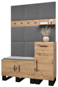 Predsieňová zostava Amanda 5 (dub artisan + tmavosivá). Vlastná spoľahlivá doprava až k Vám domov. 1085896