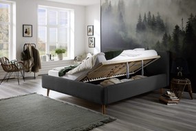 Čalúnená posteľ taupe s úložným priestorom 160 x 200 cm menčester čierna MUZZA