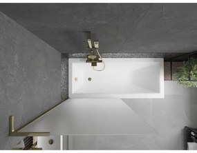 Mexen Next L, 1-krídlová vaňová zástena 90 x 150 cm, 6mm sklo námraza, zlatý lesklý profil, 895-090-000-03-30-50