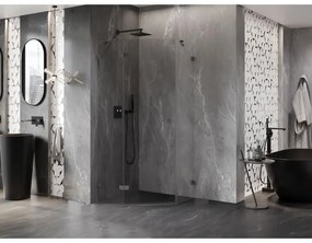 Mexen Lunar, päťuholníkový sprchový kút s ľavým sklonom 90 x 90 cm, 8mm číre sklo, grafitový profil, 831-090L-090P-95-00-L