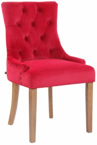 Jedálenská stolička Aberdeen ~ zamat, drevené nohy antik svetlé - Červená
