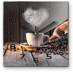 Sklenené hodiny štvorec Šálka kávy pl_zsk_30x30_c-f_106321309