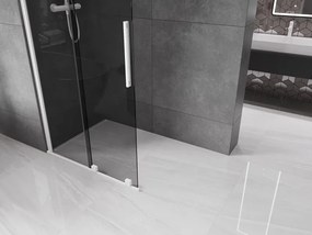 Mexen Velar, sprchová zástena s posuvnými dverami Walk-in 70 x 200 cm, 8mm šedé sklo, biela matná, 871-070-000-43-20