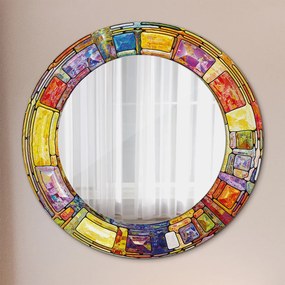 Okrúhle ozdobné zrkadlo Farebné okno z farebného skla fi 50 cm