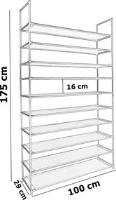 Stojan na topánky Mela - 50 párov - čierny