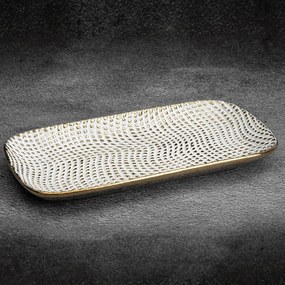 DEKORAČNÝ KERAMICKÝ TANIER VERDA (03) 30X16X3 CM BIELY