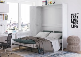 Vertikálna polokoceľová posteľ Teddy 160x200 Dub Craft Biela