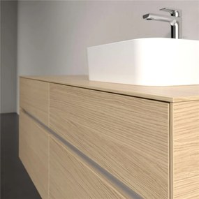 VILLEROY &amp; BOCH Collaro závesná skrinka pod umývadlo na dosku (umývadlo vpravo), 4 zásuvky, s LED osvetlením, 1400 x 500 x 548 mm, Nordic Oak, C102B0VJ