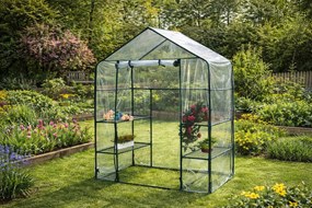 Mini fóliový skleník s policami BestBerg BBGH-195 / 143 × 73 × 195 cm / čierna/transparentná