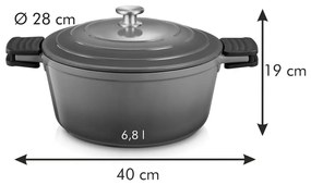 Hrniec s pokrievkou s nepriľnavým povrchom na indukciu 6.8 l Bordeaux – Tescoma