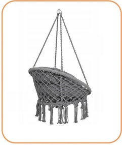 Springos Bocianie hniezdo so strapcami – závesné kreslo s vankúšom grafit SPR0046