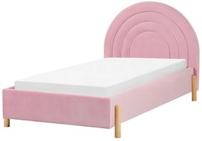 Zamatová posteľ 90 x 200 cm ružová ANET Beliani