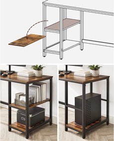 PC a písací stôl s 2 policami, rustikálny hnedý