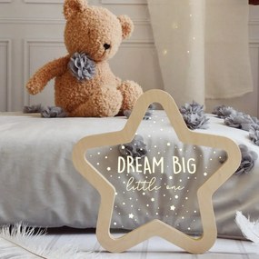 lovel.sk Drevená lampa - hviezda s nápisom "Dream big little one"