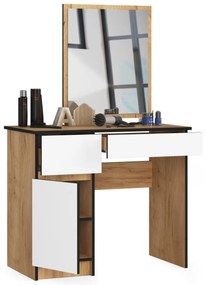 Kozmetický stolík so zrkadlom P-2/SL dub craft / biely vľavo