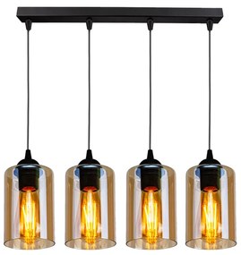 Candellux BISTRO Luster Black 4X40W E27 Brown lampshade 34-00552