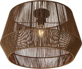 Čierna stropná lampa s hnedým tienidlom z papierového lana 50/50/30 - Combi