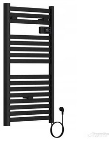 Erga Pago, elektrické vykurovacie teleso 960x540 mm s digitálnym termostatom, 500W, čierna matná, ERG-LAV-GRZE-E-ALU-960540-BK