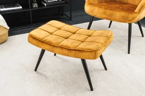 Moderný taburet Malmö zamat horčicovo žltá 60cm