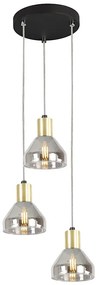Candellux Čierno-zlatý závesný luster Gregory pre žiarovku 3x E14 s guľatou základňou 33-78995