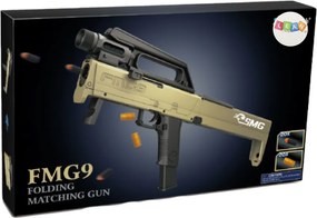 LEAN Toys FMG9 Skladacia puška Šípy Penové náboje Baterka Zbraň