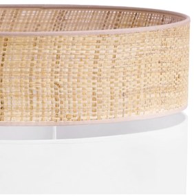 Závesné svietidlo Rattan, 1x ratanové/biele textilné tienidlo, (fi 45cm)
