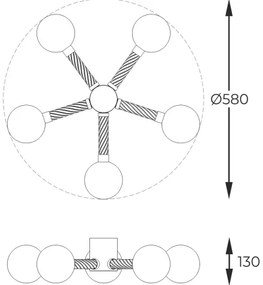 Zuma Line C0583-05C-2GHF - Prisadený luster MIDA 5xG9/6W/230V mosadz