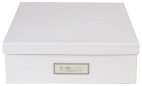 Biely úložný box s menovkou na dokumenty Bigso Box of Sweden Oskar, veľkosť A4
