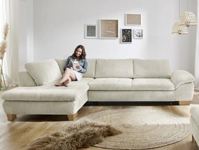 Rohová sedacia súprava MP-IN14007, krémová štruktúrovaná látka