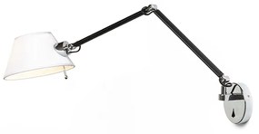 RENDL R13282 MONTANA nástenná lampa, s ramenom biela/čierna chróm