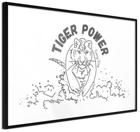 Artgeist Plagát - Tiger Power [Poster] Veľkosť: 45x30, Verzia: Čierny rám s passe-partout