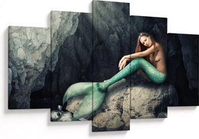 Obraz - Morská panna na skale (150x105 cm)