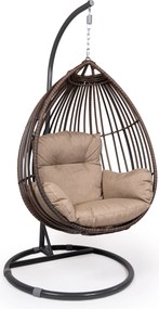 Závesné ratanové kreslo VALETA hnedočierne