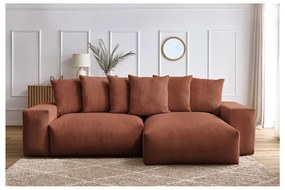 Terakotová menčestrová rozkladacia/s úložným priestorom rohová pohovka Voltaire – Bobochic Paris