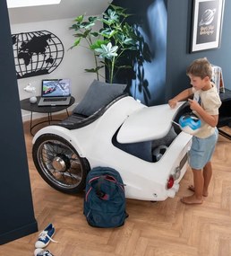 Bielo-čierna kovová pohovka v tvare auta Car - 127*99*80cm
