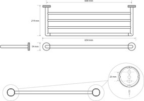 Sapho Sapho, LARISSA polička na uteráky 600mm, chróm, WS028
