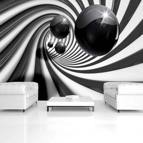 Fototapeta - 3D čiernobiely tunel (152,5x104 cm)