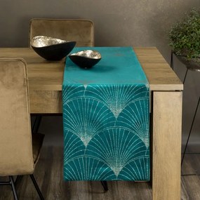Dekorstudio Elegantný zamatový behúň na stôl BLINK 14 tmavotyrkysový Rozmer behúňa (šírka x dĺžka): 35x220cm