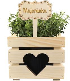 AMADEA Drevený zápich - ceduľka na bylinky Majorán, výška 20 cm, český výrobok