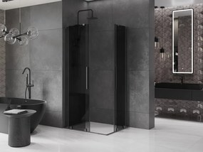 Mexen Velar L Duo, sprchový kút s posuvnými dverami 90 x 80 cm, 8mm šedé sklo, brúsený grafit, 871-090-080-02-43-95