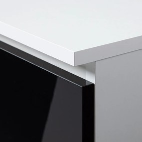 Komoda Tove K 160,4 cm biela/čierna lesklá