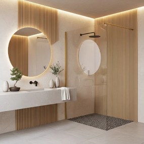 Bezrámová sprchová zástena REA FLEXI GOLD BRUSH 70 cm, zlatá kartáčovaná/transparent - bez vaničky