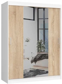 Šatníková skriňa s posuvnými dverami 150 cm CLP biela / sonoma