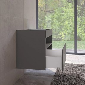 KEUCO Stageline závesná skrinka pod umývadlo, 1 zásuvka + 1 priehradka, s elektrinou, 800 x 490 x 625 mm, inox matný, 32862290110