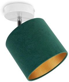 Stropné svietidlo MEDIOLAN, 1x tmavozelené/zlaté textilné tienidlo, (výber z 2 farieb konštrukcie - možnosť polohovania)