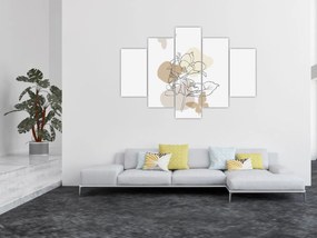Obraz - Béžové kvety s motýľom N⁰1 (150x105 cm)