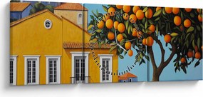 Obraz - Pomarančovník (s hodinami) (90x30 cm)